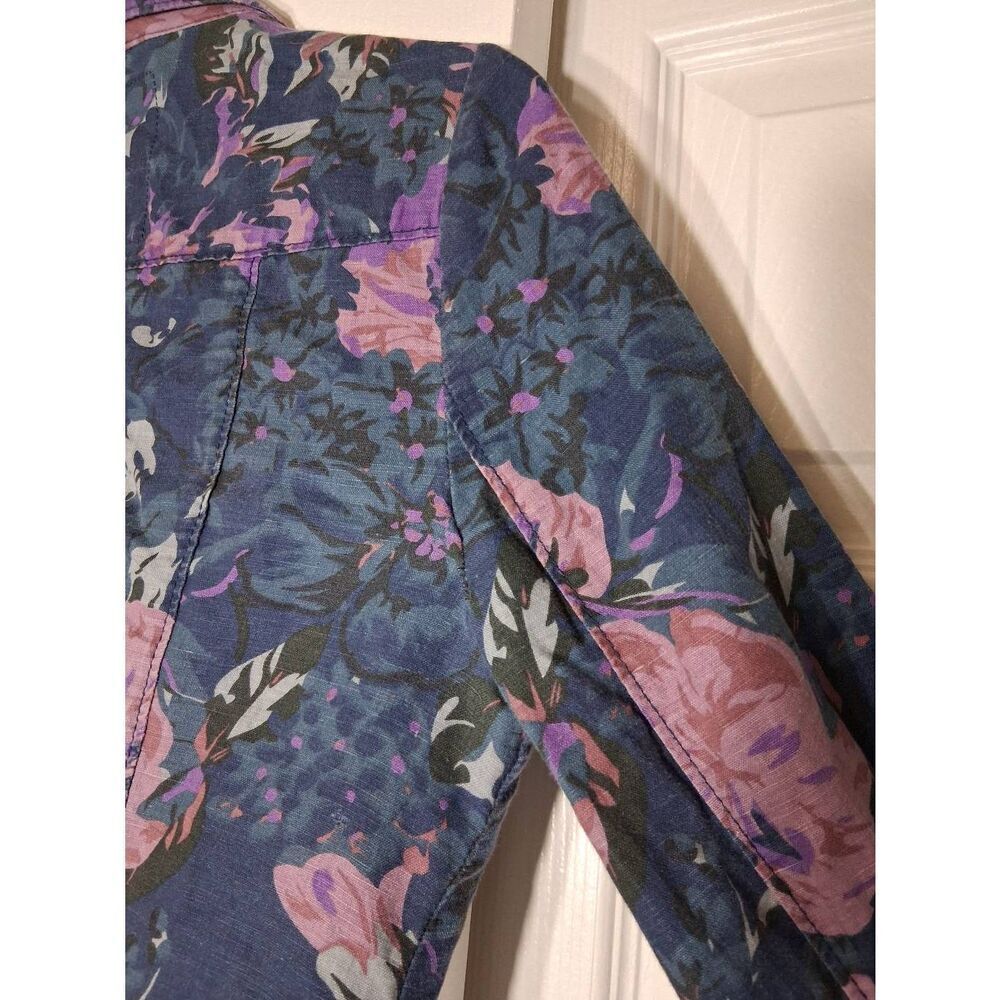 Free People womens size 6 linen lightweight jacket blue purple spring summer - Picture 2 of 10